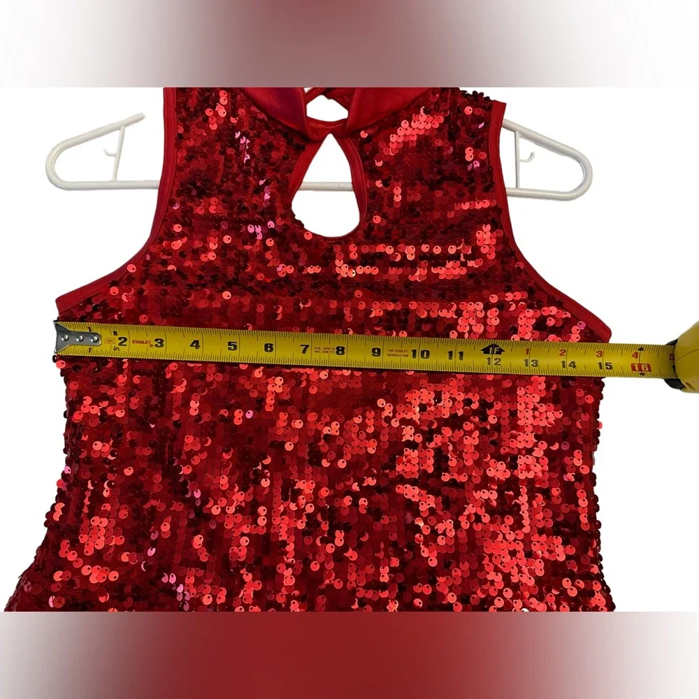 Weissman Red Sequin Fringe Dance Costume